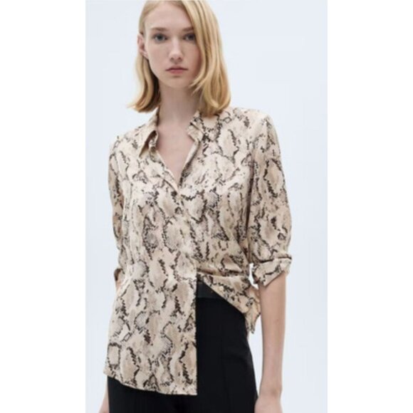 ROSE + OLIVE SNAKESKIN PRINT BLOUSE SIZE XL - Picture 1 of 12